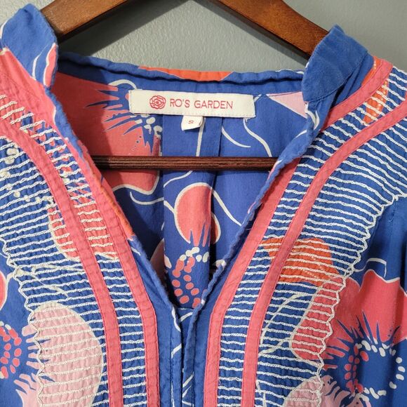 TUCKERNUCK Ro's Garden Maxi Dress Kaftan Size Small Embroidered Boho Tropical - Picture 4 of 15